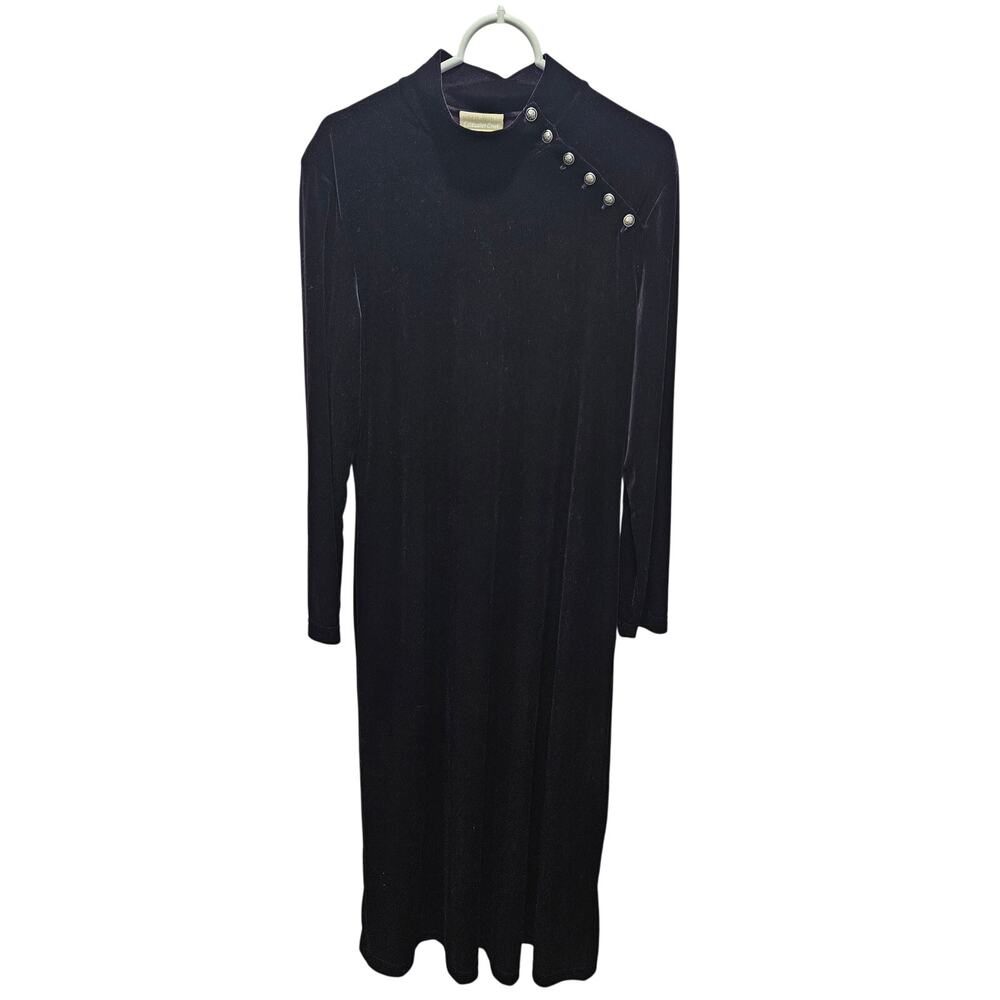 Coldwater Creek Velvet Deep Purple Long Sleeve Maxi Dress Plus Size L - Picture 1 of 5